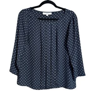 LOFT Navy Polka Dot Blouse